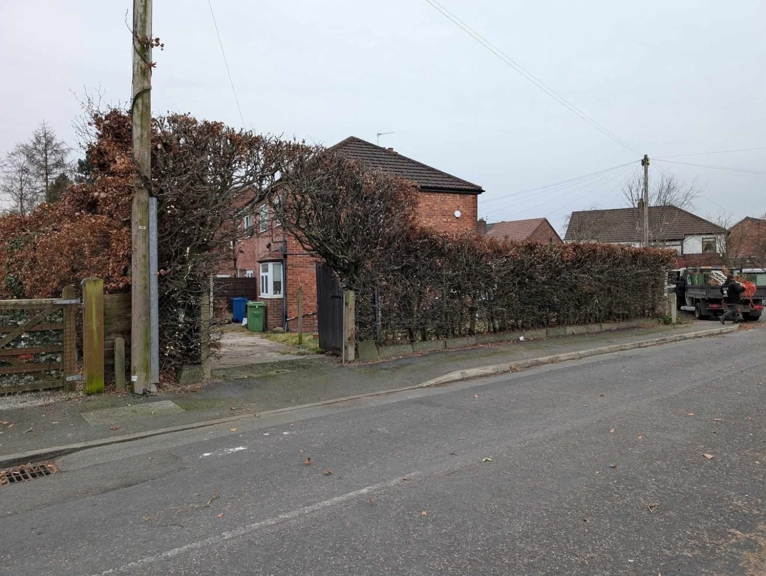 Hedge maintenance equipment on site
